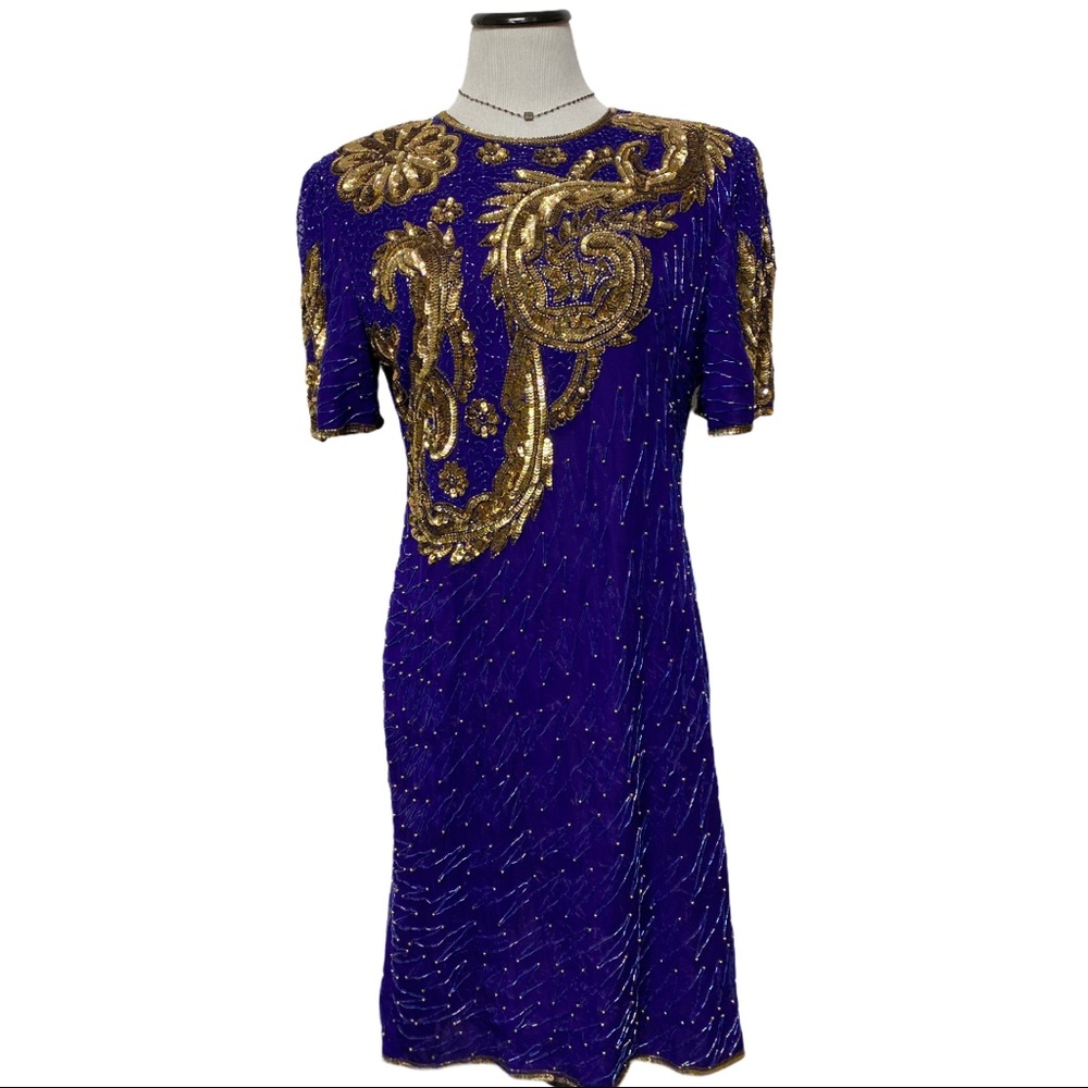 Vintage 80’s Silk Sequin Cocktail dress